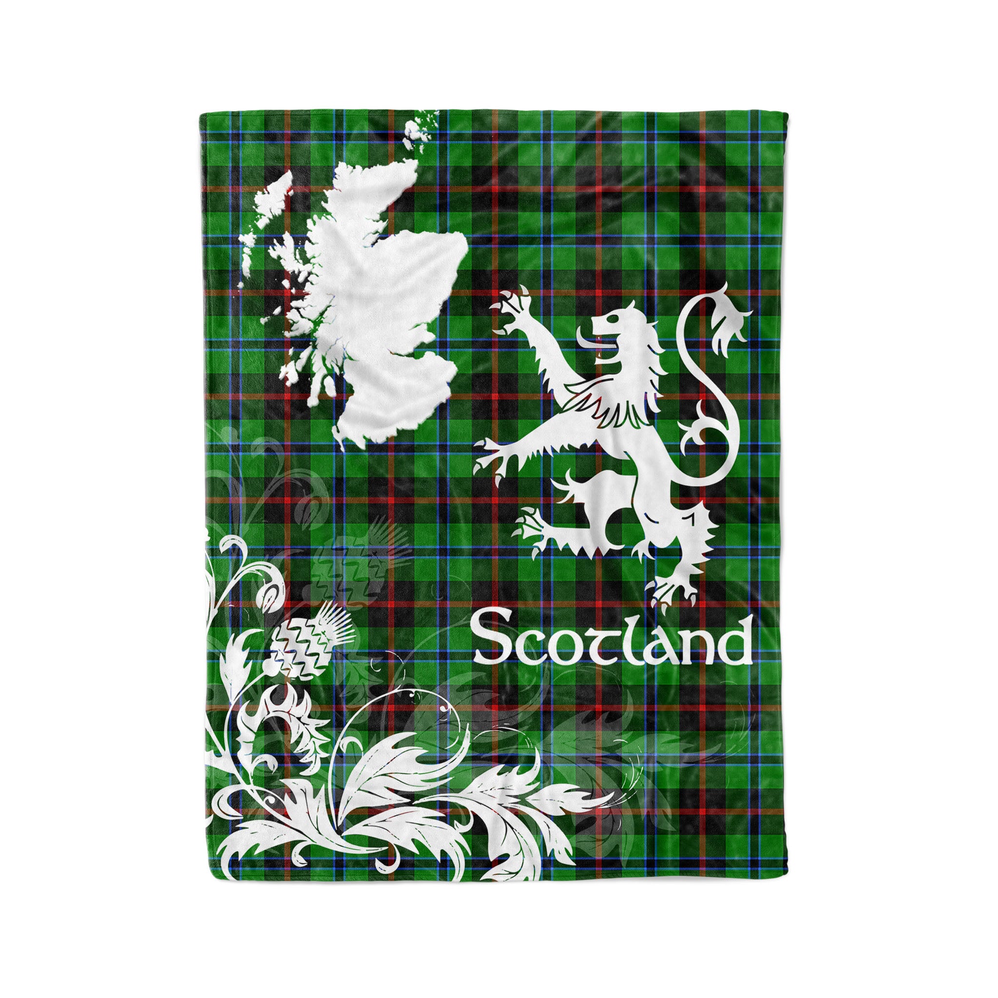 Tartan Plaid Fleece Blanket Tartan Blanket Thistle And Lion Scottish Clan Douglas Green Plaid Blanket