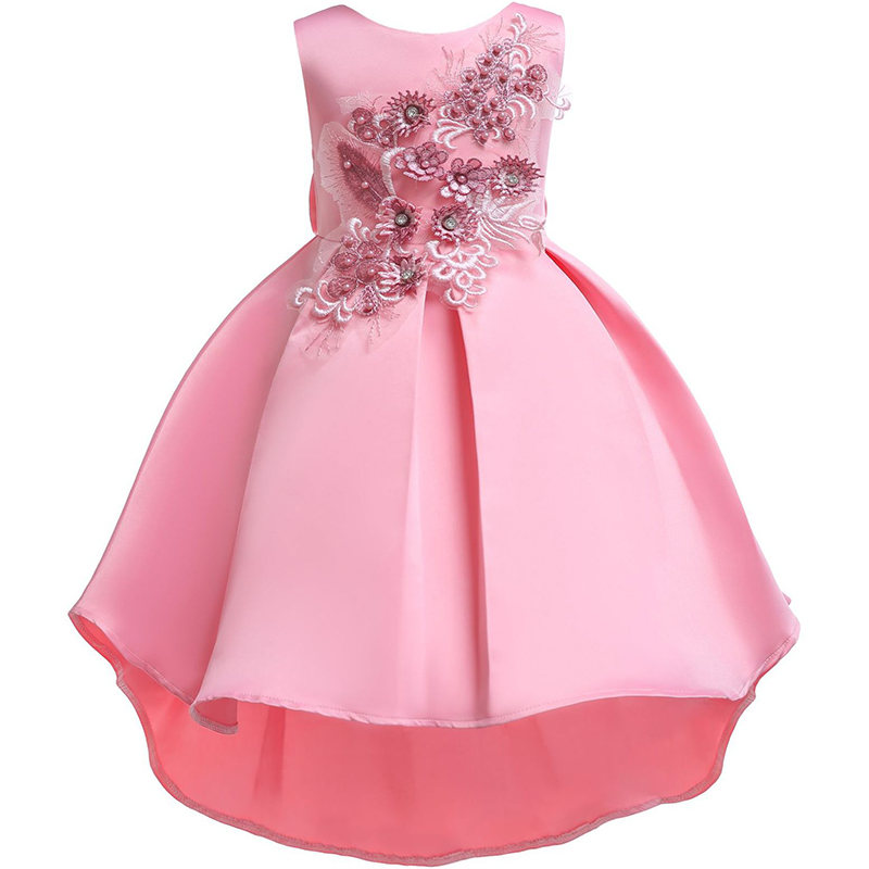 Beaded Girls Dress Informal Wedding Party Baby Girls Dresses Bow Princess Dress Children Summer Kids Dresses For Girls Clothing alx