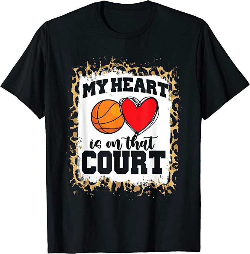 Basketball Game Day Women Leopard Cheetah Basketball Lover T-Shirt