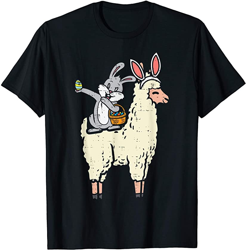 Dabbing Bunny Basket Egg Riding Llama Cute Easter Dab Dance T-Shirt