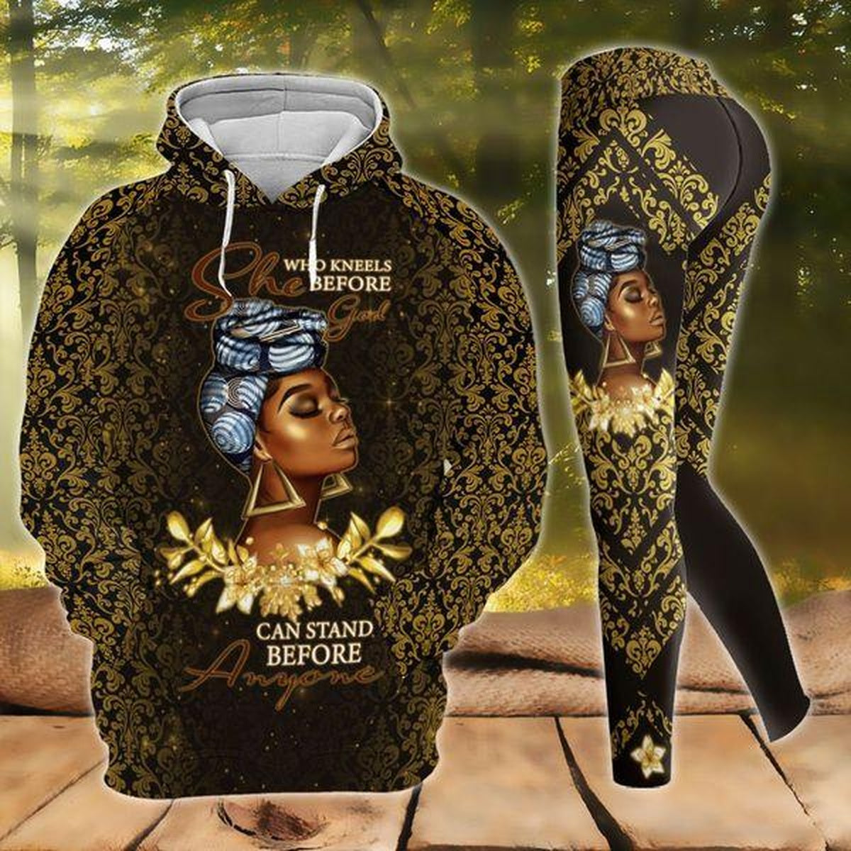 She Who Kneels Before God Legging Hoodie, African Legging Hoodie