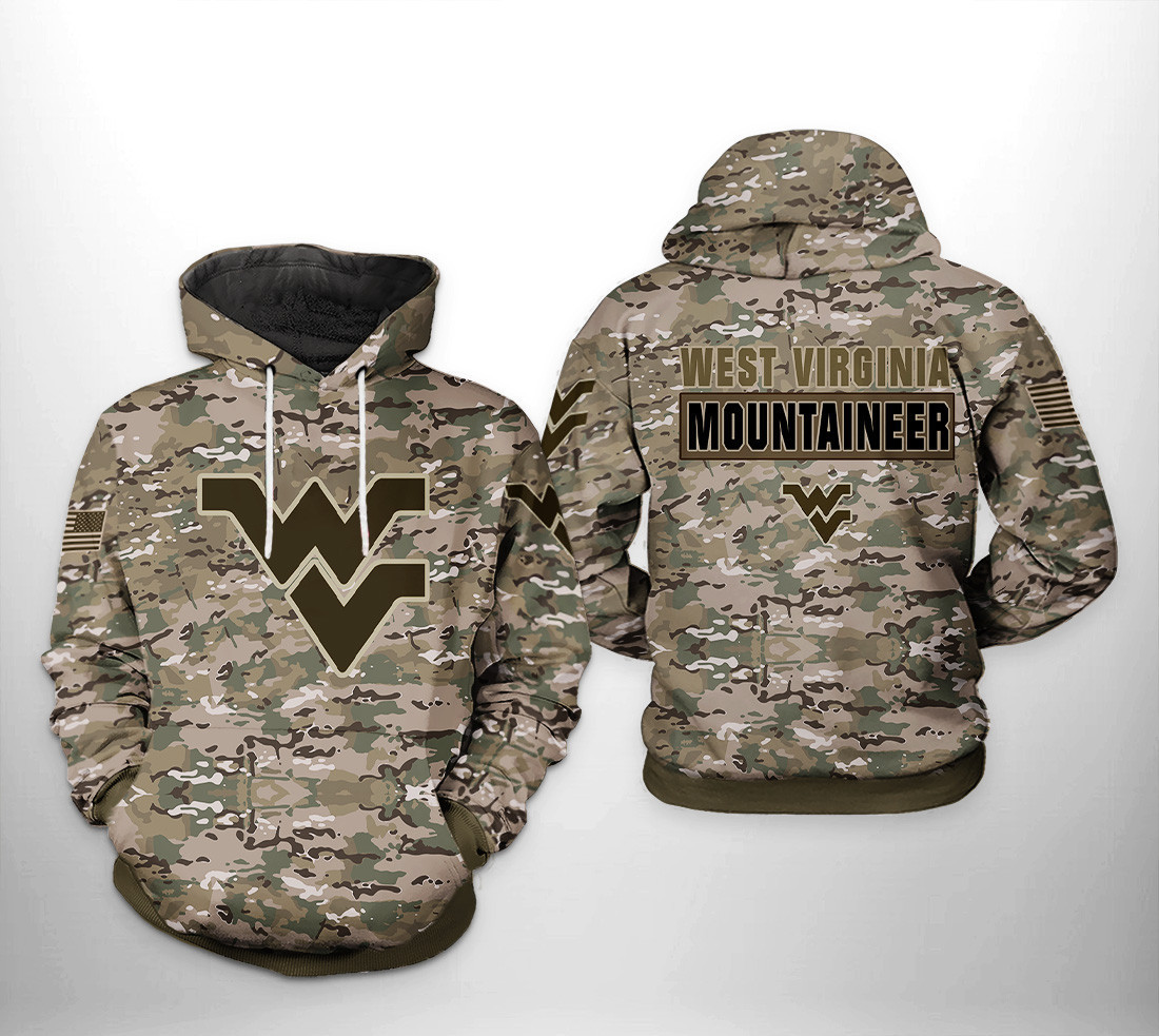 West Virginia Mountaineer Ncaa Camo Veteran Hoodie & Zip Hoodie