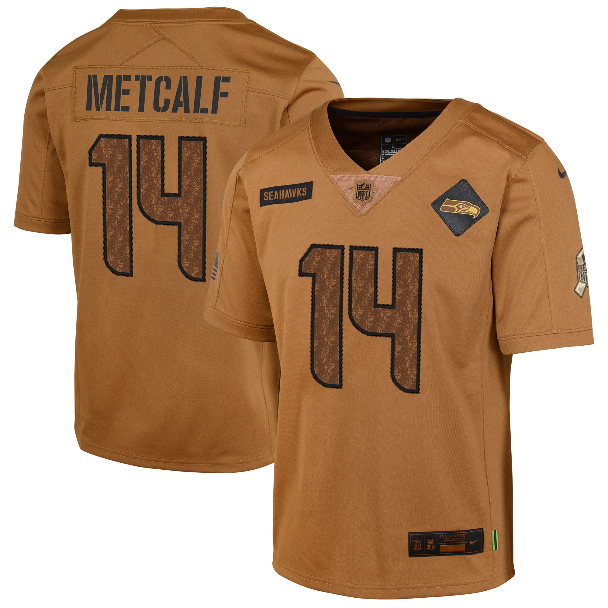 Youth Seattle Seahawks DK Metcalf Brown 2023 Salute To Service Limited Jersey