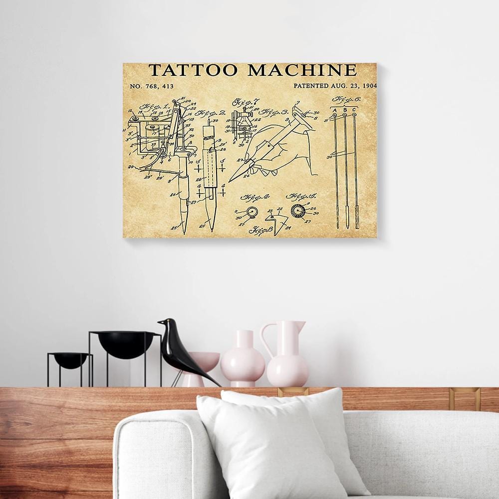 Canvas Artwork Tattoo Machine Vintage Wall Art Tattoo Canvas Wall Art Home Decor