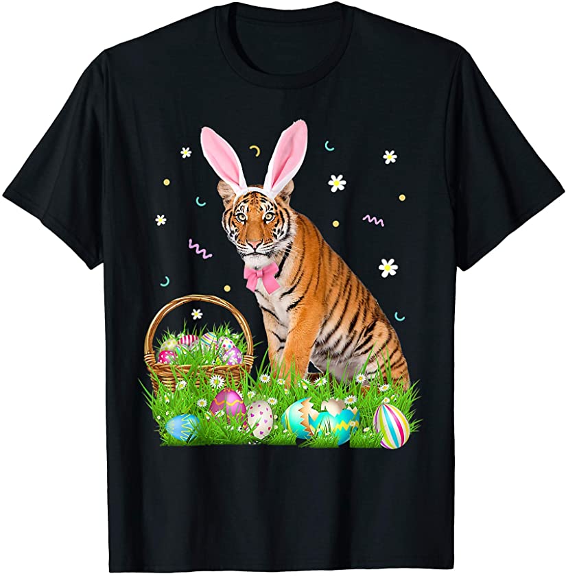 Cute Tiger Easter Day Bunny Eggs Costume Mens Womens Kids T-Shirt