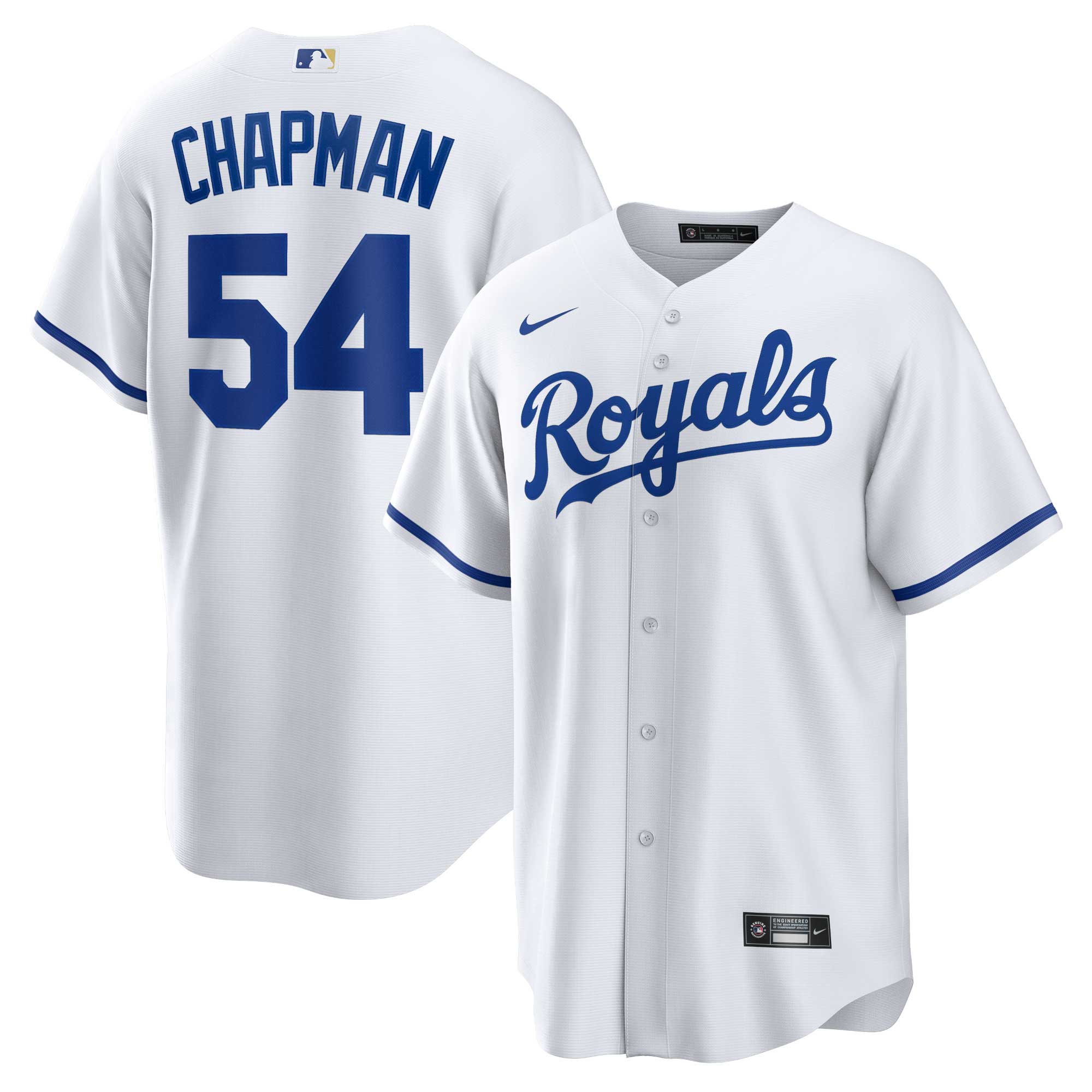 Men’s Kansas City Royals Aroldis Chapman White Home Replica Player Jersey