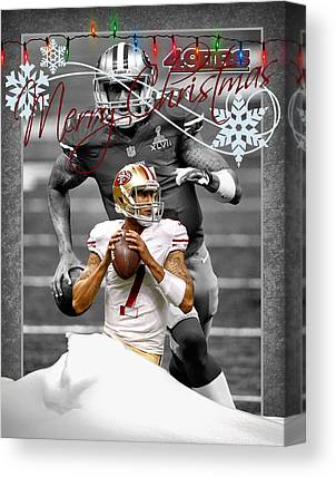 3 San Francisco 49Ers Christmas Card Joe Hamilton Canvas Print