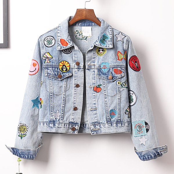 2020 New Large Size Embroidery Epaulet Denim Jacket Coat + Mini Jean Skirt Outfits Fashion Women Suit Office Two Piece Set S-5XL alx