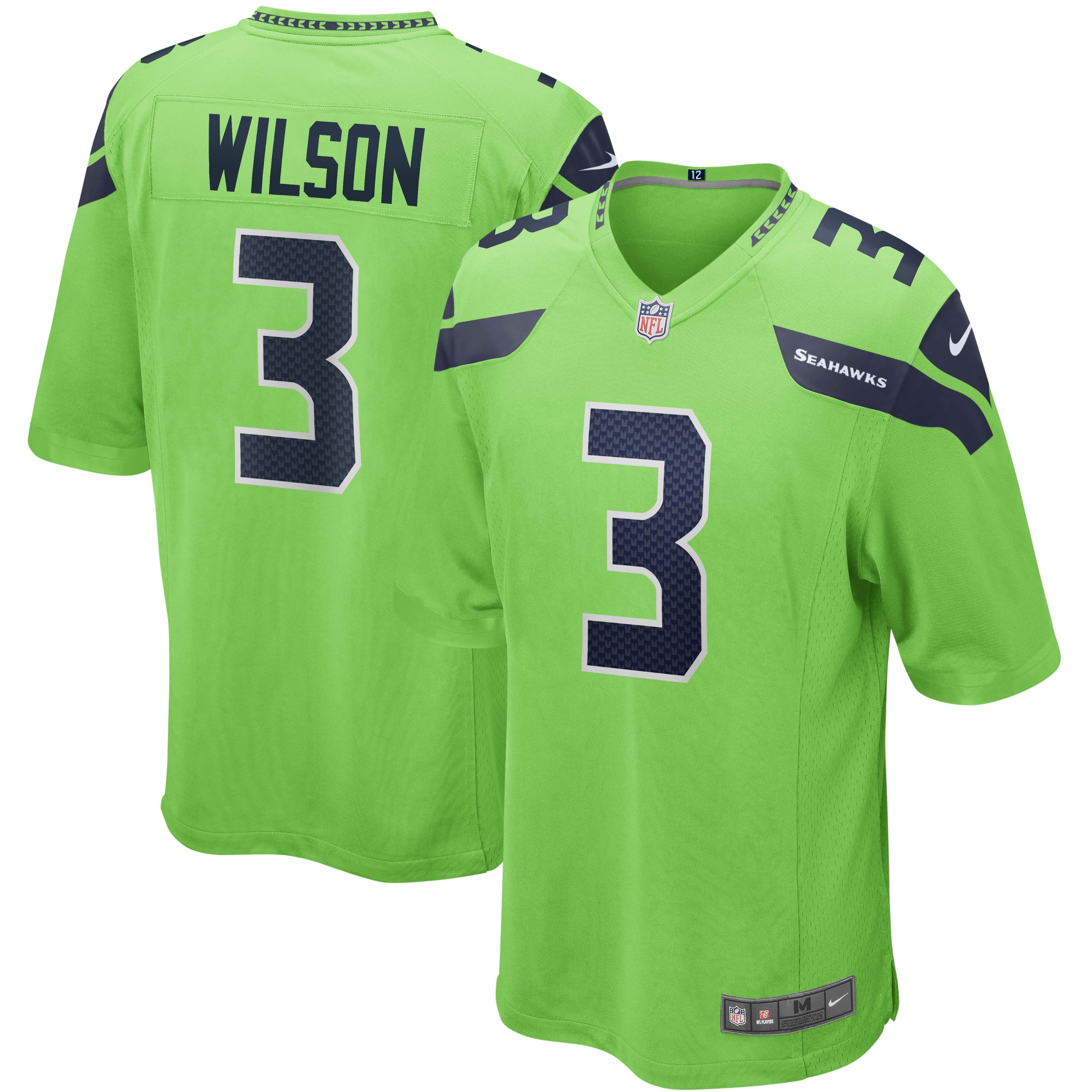 Men’s Seattle Seahawks Russell Wilson Neon Green Alternate Game Jersey