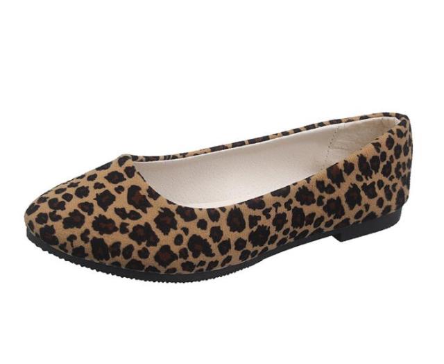 Casual Breathable Pointed Toed Moccasin Leopard Print Flat Shoes