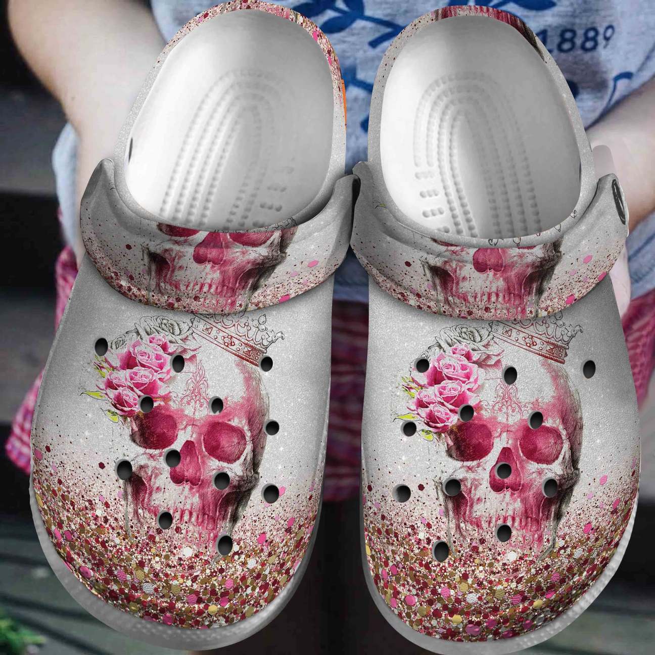 Skull Personalized Clog, Custom Name, Text, Color, Number Fashion Style For Women, Men, Kid, Print 3D Sugar Skull Queen