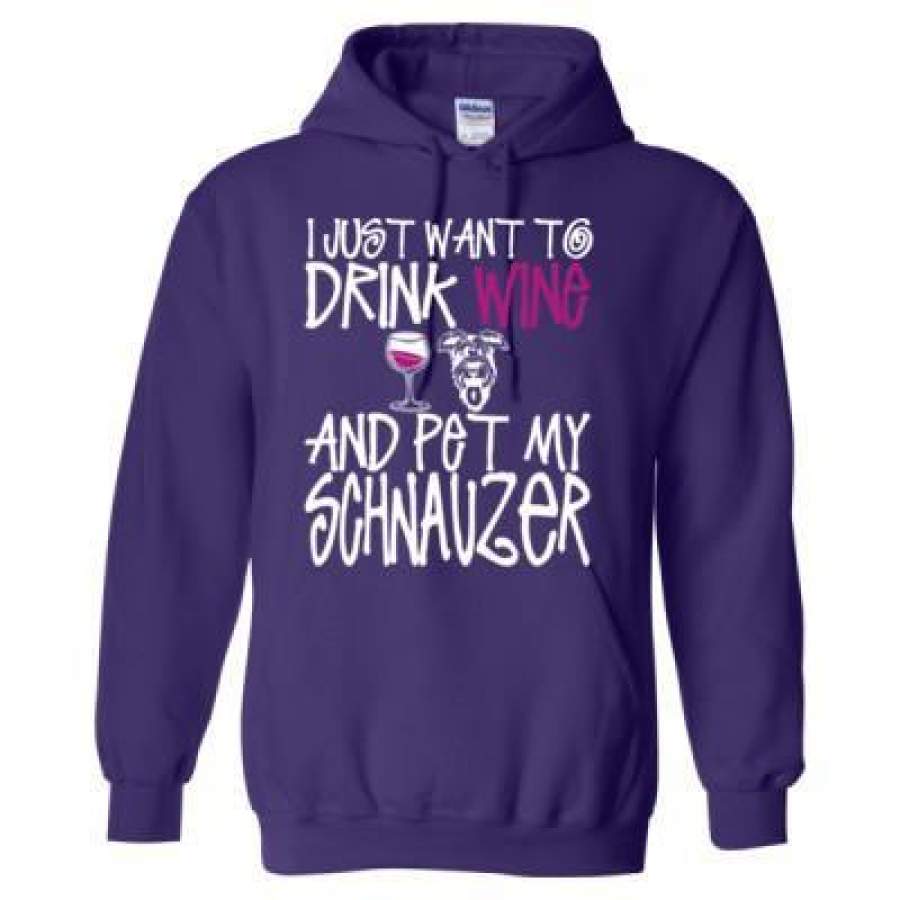 AGR I Just Want To Drink Wine And Pet My Schnauzer Dog – Heavy Blend™ Hooded Sweatshirt