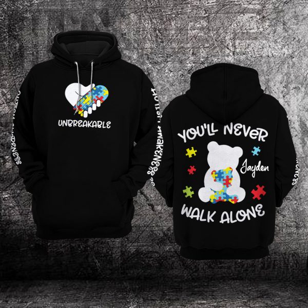 Personalized Autism Awareness Hoodie You’Ll Never Walk Alone Hoodie Autism Awareness Gifts Ht