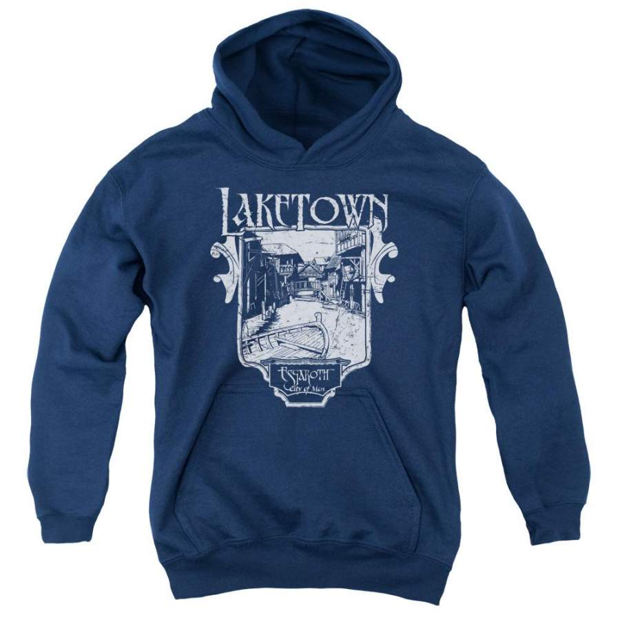 The Hobbit Laketown Simple Kids Youth Hoodie Navy Blue