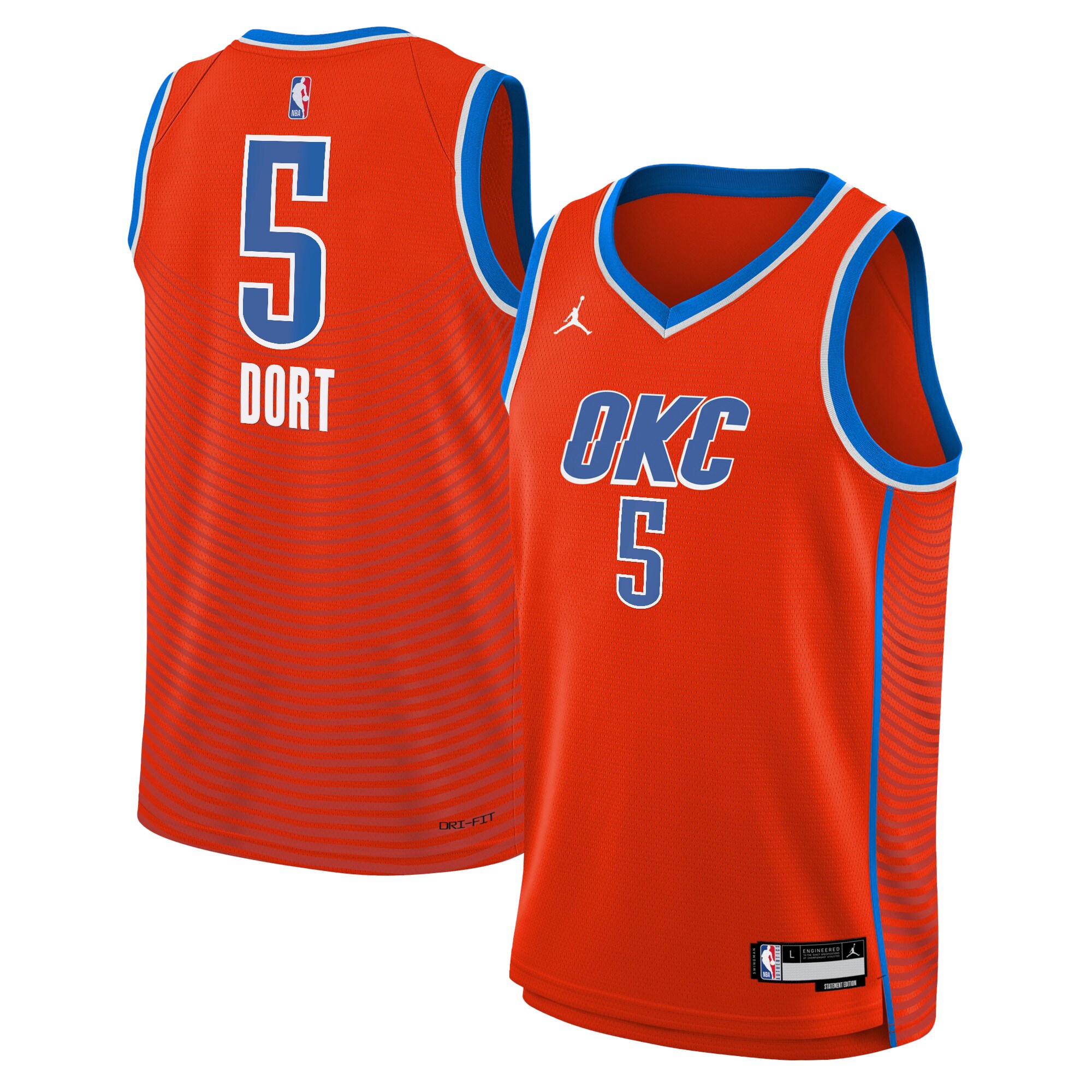 Oklahoma City Thunder Jordan Statement Edition Swingman Jersey 22 – Orange – Luguentz Dort – Youth