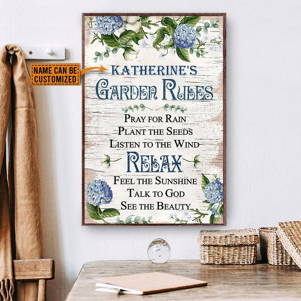 Aeticon Gifts Personalized Hydrangea Garden Rules Canvas Mom Dad Gift Home Decor