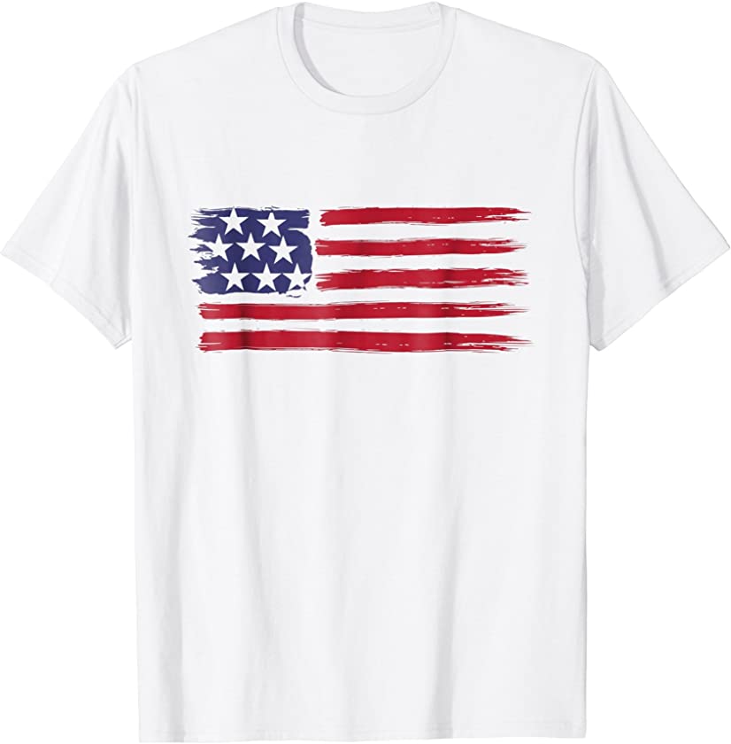 American Flag T-Shirt Cool Vintage 4th of July USA Flags Tee