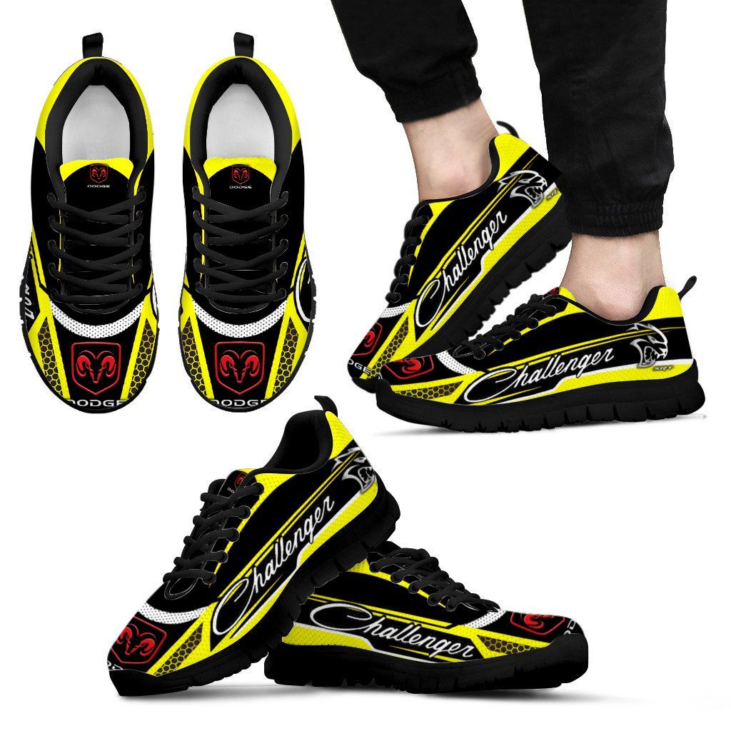 3D Printed Dodge Challenger  Sneakers Ver 2 For Men & Women (Yellow)