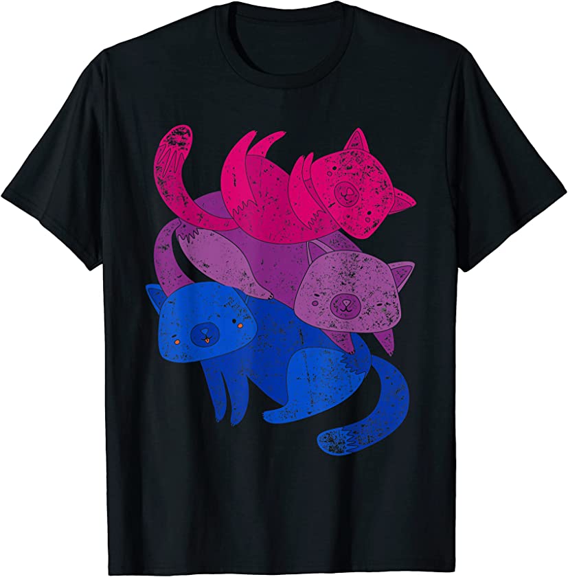 Proud Bisexual Bi Flag Cat Animal Queer Pride Gift Bisexual T-Shirt