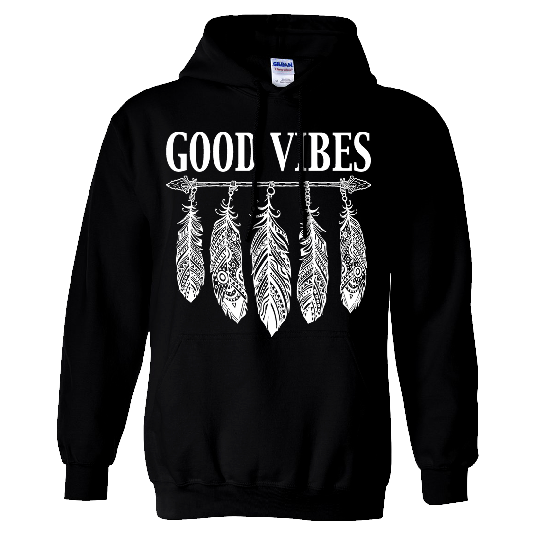 Good Vibes Typography White Feather Pattern Gift For Men Women Standard/Premium T-Shirt Hoodie