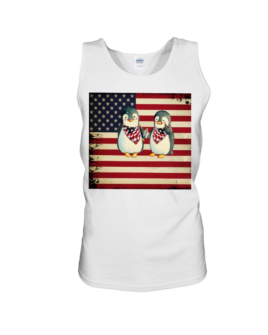 Lovely Phone Case With America Flag Gift For Penguin Lovers Unisex Tank Top