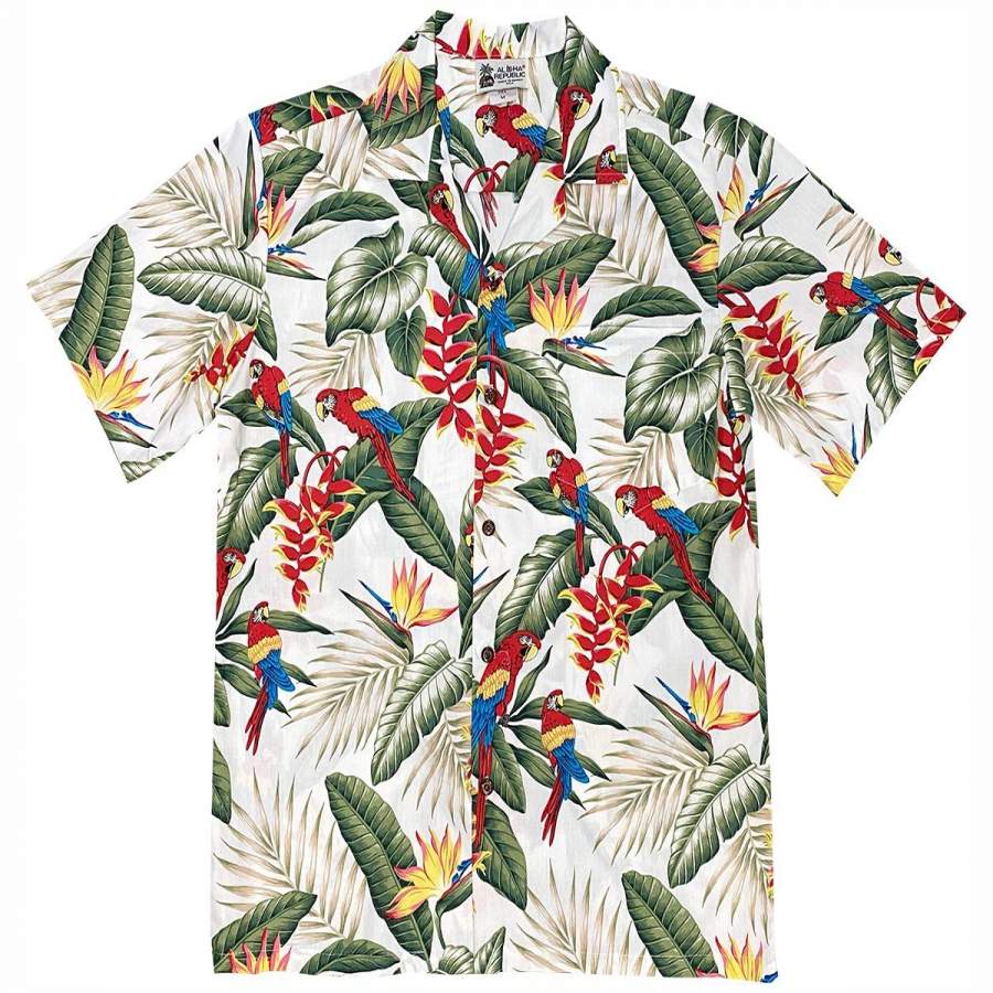 Jungle Macaws White Hawaii Shirt Ha108474