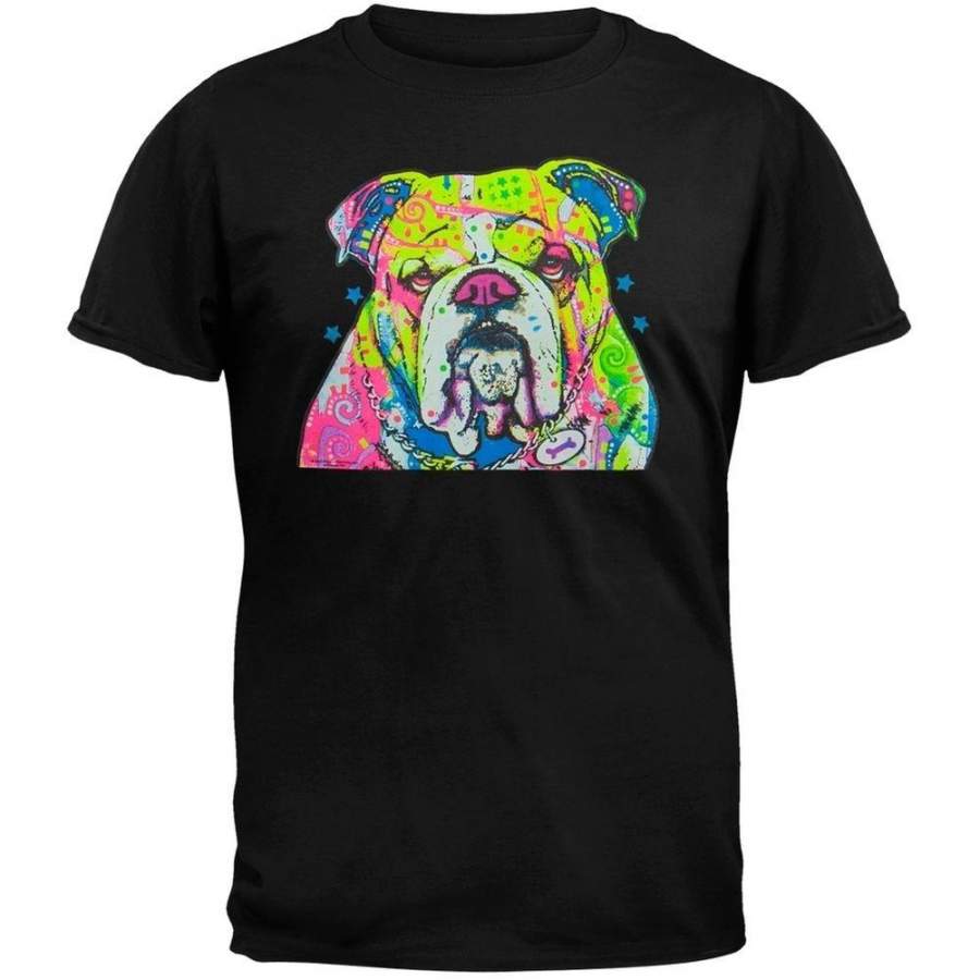 The Bulldog Neon Black Light Adult T-Shirt Loose Short Sleeves O-neck Tee Size S-3xl