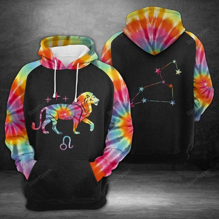 Leo Zodiac Hippie Tie-Dye Unisex Birthday Hoodie 3D #L