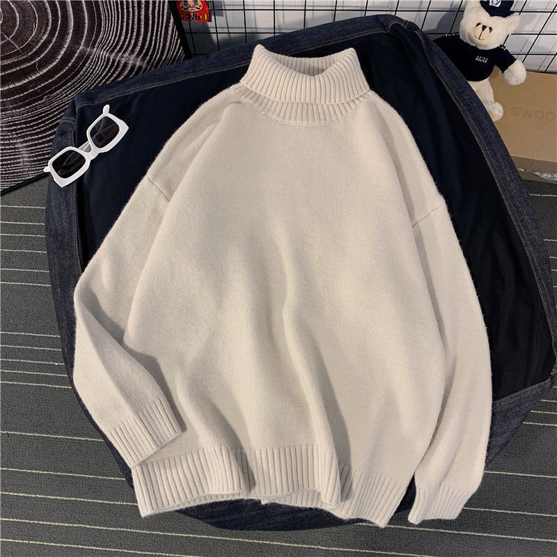 Y2k Solid color Turtleneck Sweater Men And Women Personality Hong Kong Style Couple Knitting Fashion Brand Pure Wool sweater alx