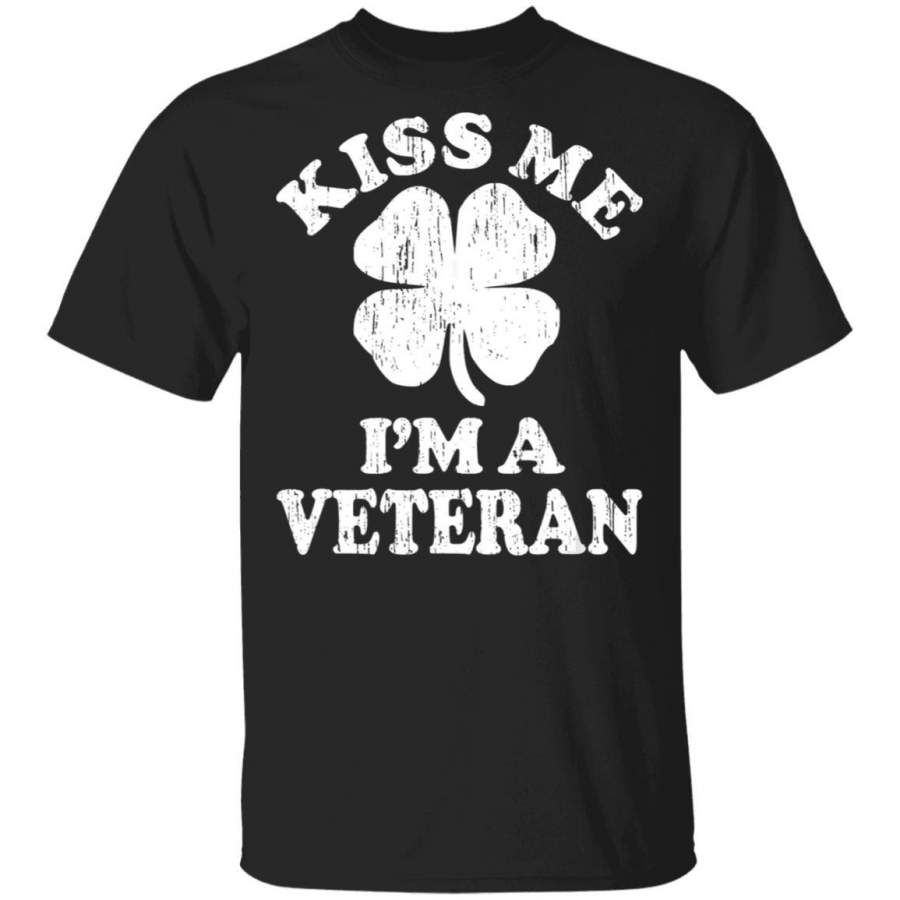 Vintage Kiss me I’m a Veteran shamrock st patricks day T Shirt Saint Paddys Patricks Tshirt Lucky Shirts Drink Green Beer Irish Gifts Funny Tee