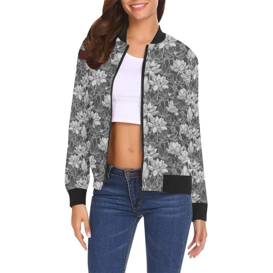 Lotus  All Over Print Bomber Jacket for Women