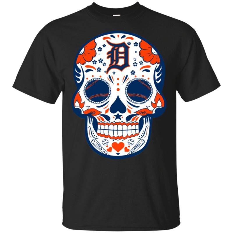 Detroit Tigers Sugar Skull Baseball Team Shirt Fan Gift Idea Lt02