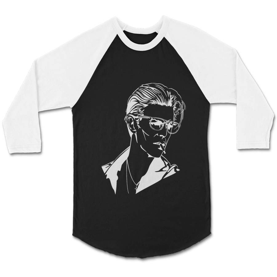 David Bowie Graphic Vintage Smoking CPY Unisex 3/4 Sleeve Baseball Tee T-Shirt