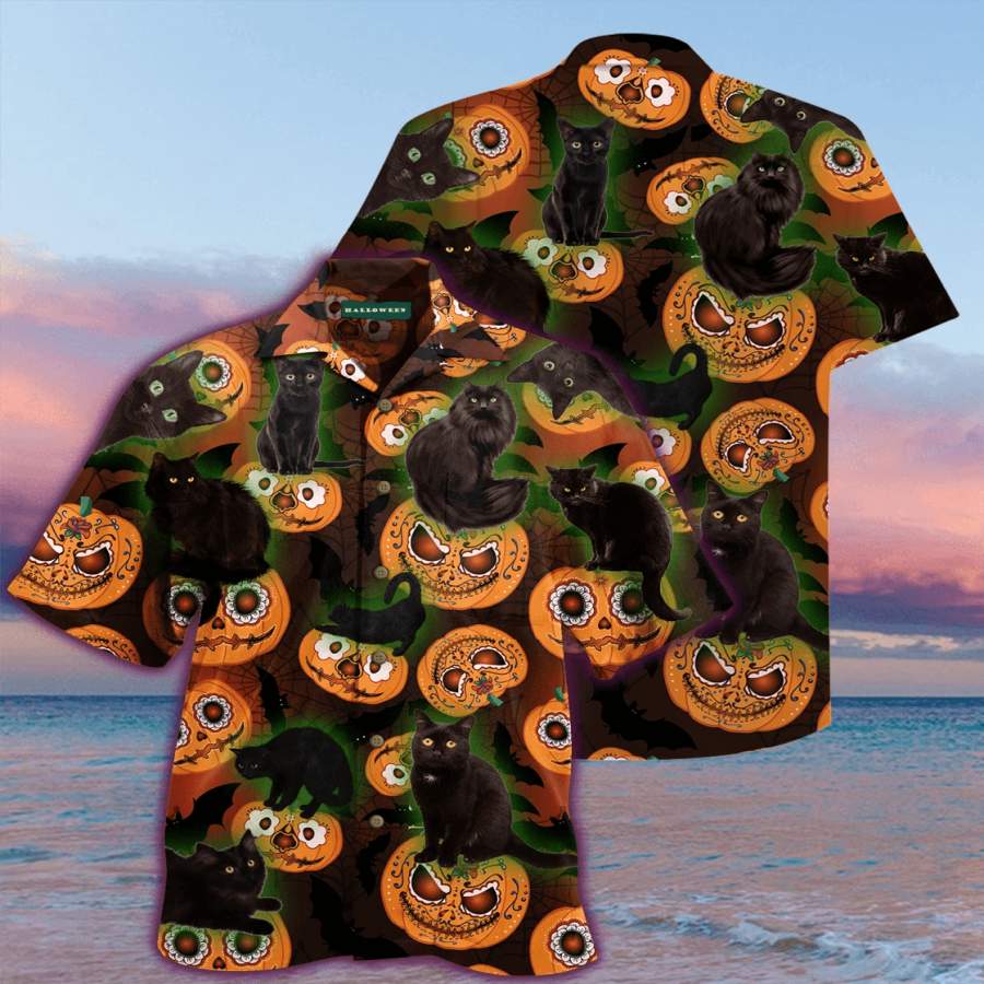 Hawaii Aloha Shirts Halloween Is Better With A Cat Ha4990