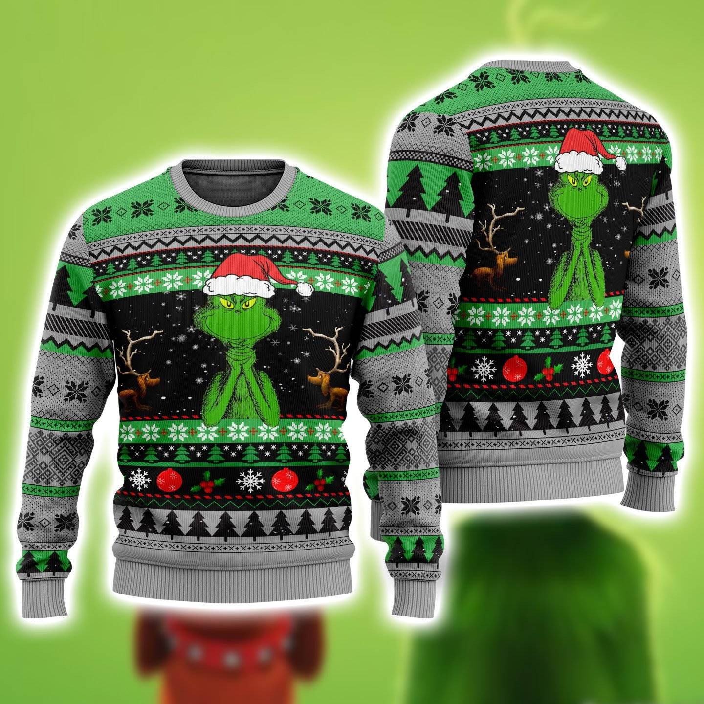 The Grinch Christmas 3D Ugly Thicken Sweaters Gingri36