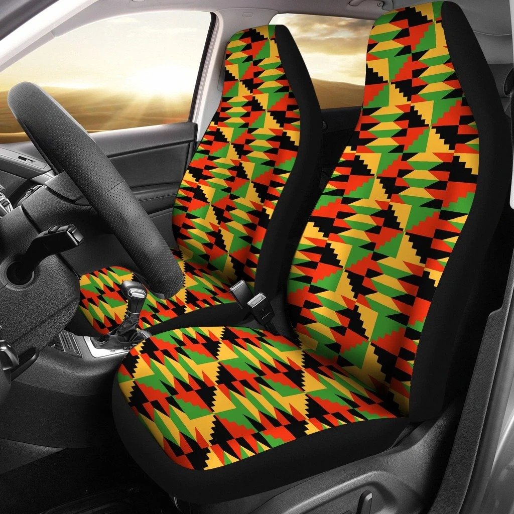 Kente African Car Seat Covers Set 2 Pc, Car Accessories Car Mats Covers