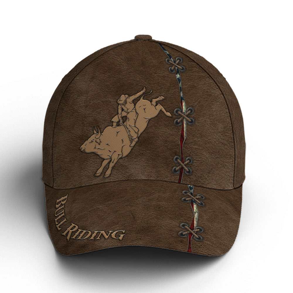 Bull Riding Classic Leather Baseball Cap Coolspod