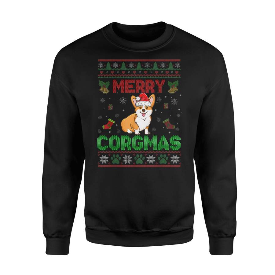 Merry Corgmas Funny Corgi Ugly Christmas Sweater Gifts T-Shirt – Standard Fleece Sweatshirt