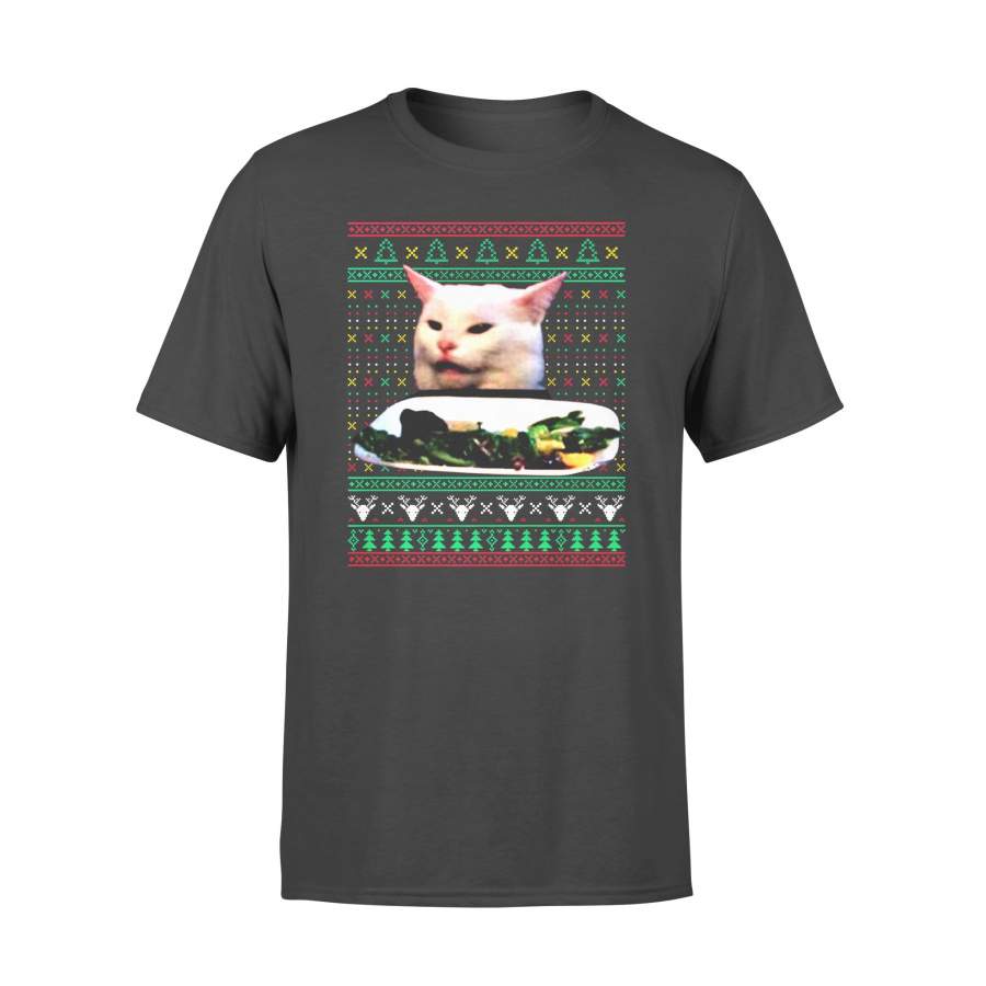 Cat gift idea Woman Yelling At A Cat Ugly Christmas Meme Costume T-Shirt – Standard T-shirt