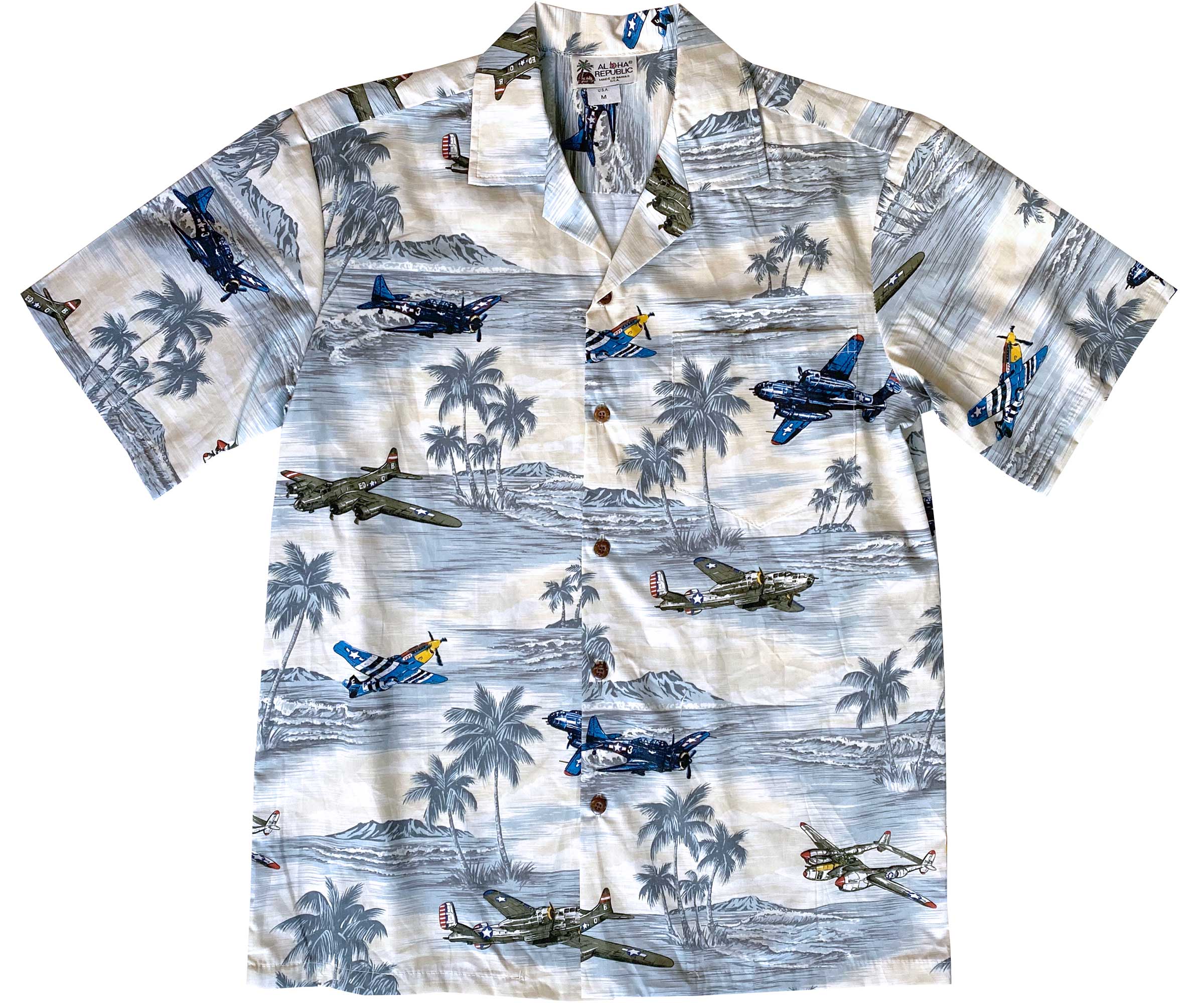 Vintage Air Power Gray Hawaii Summer Shirt Ha30876