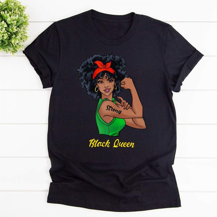 Black Queen Power Natural Hair African Pride Ethnic Magic Strong Black Cotton T Shirt For Men and Women S-6XL