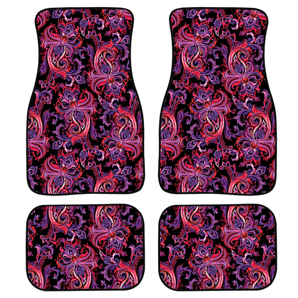 Purple Paisley Pattern Print Front And Back Car Floor Mats, Front Car Mat