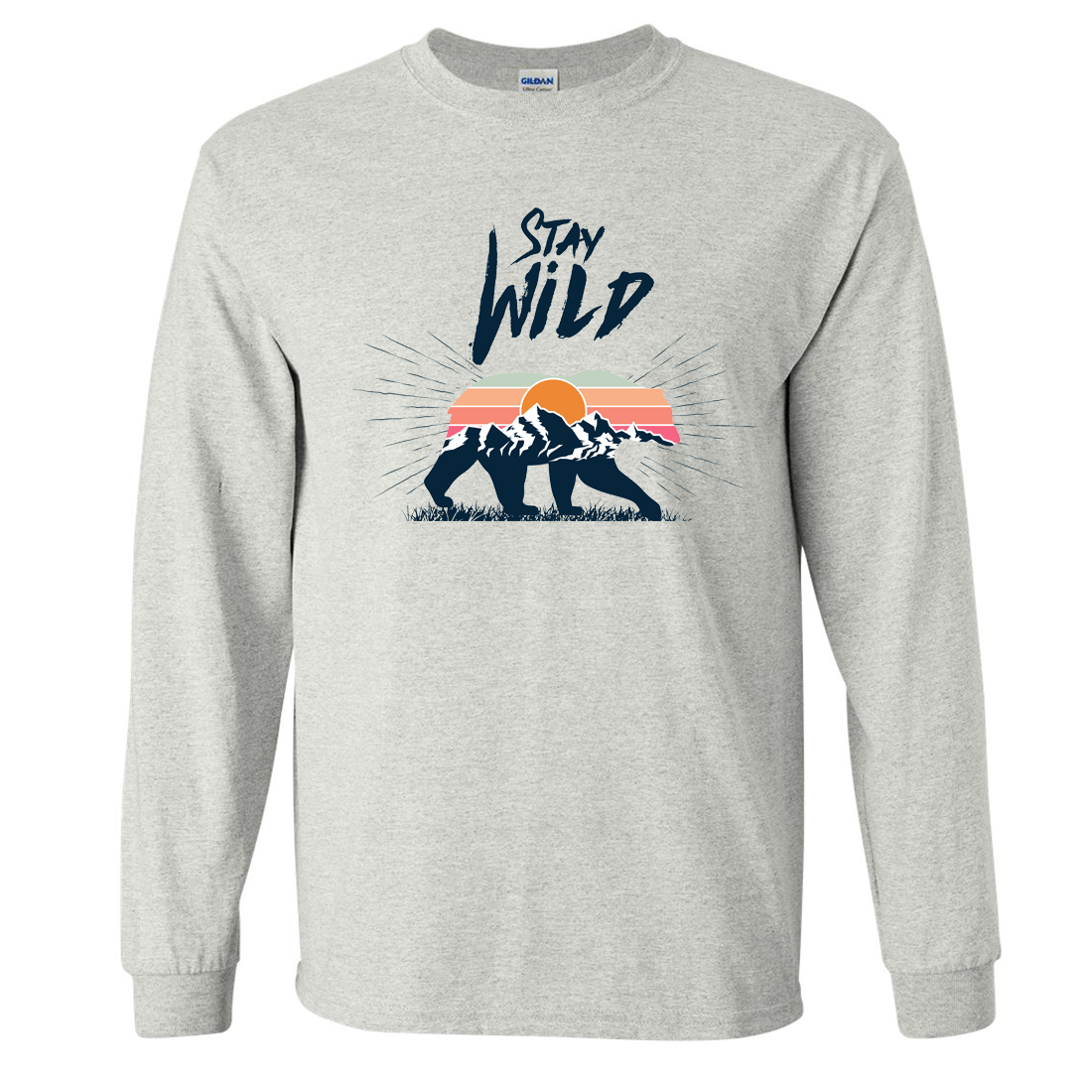 Stay Wild Sunset Bear Long Sleeve Shirt