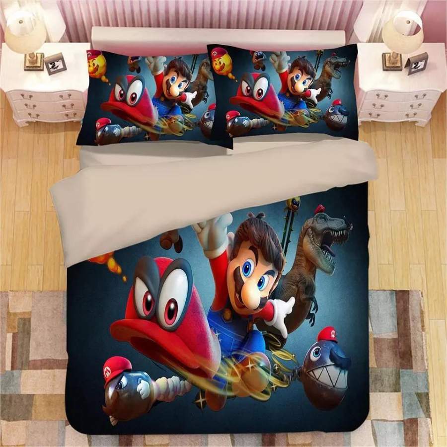 Super Mario Bros #7 Duvet Cover Quilt Cover Pillowcase Bedding Set Bed Linen