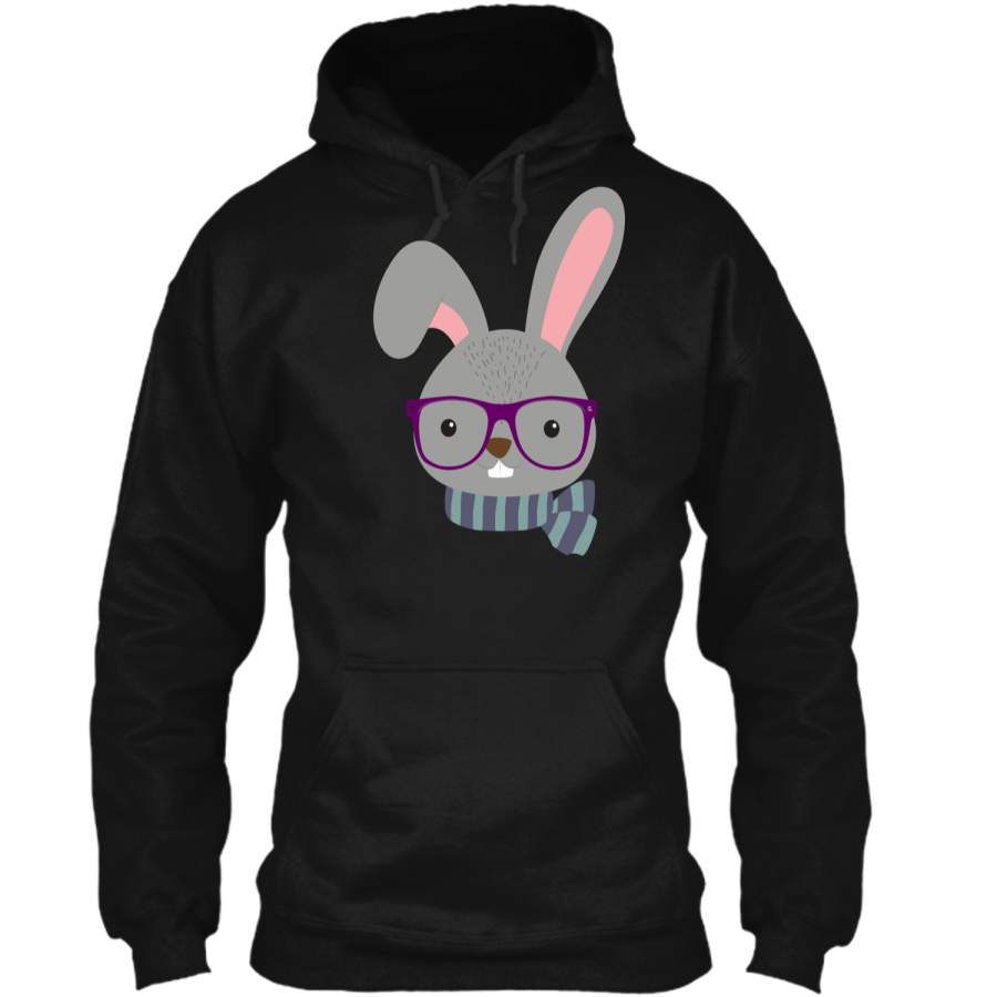 Cute Cool Bunny Funny Easter Shirt Pullover Hoodie 8 oz