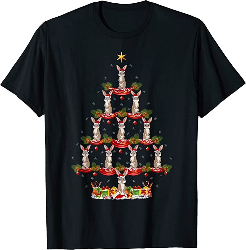 Bunny Lover Xmas Holiday Santa Bunny Christmas Tree T-Shirt