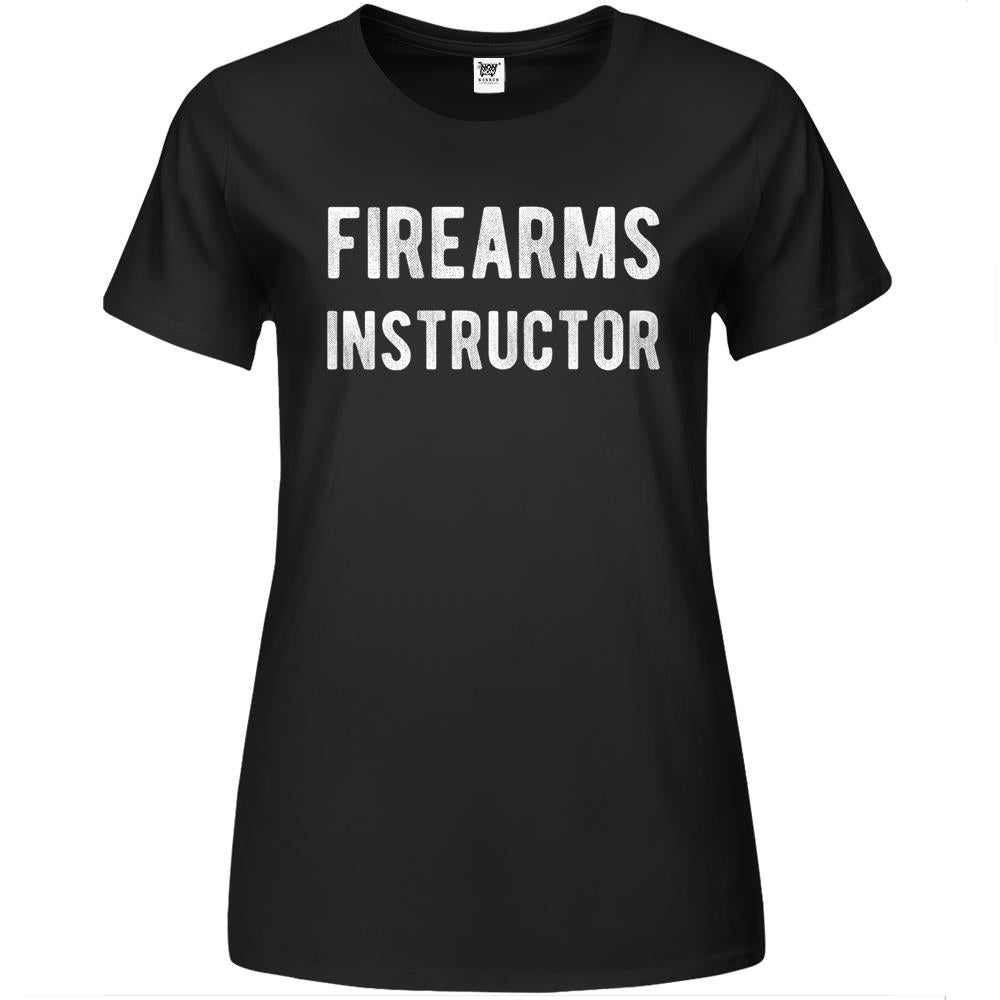 Firearms Instructor Distressed Style Back Print Work Premium Womens Tshirts