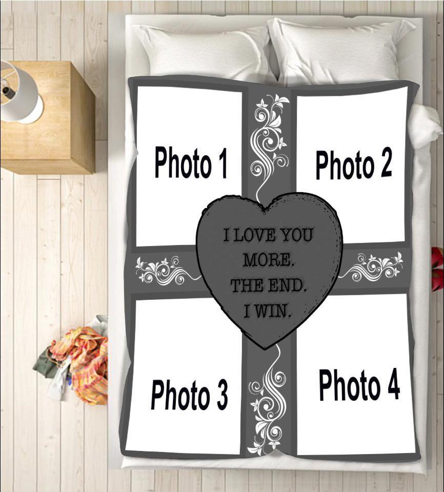 [Personalized Photo] I Love You More  –  Gift For Couple Unique Gifts Ideas For Home Decor Gifts For Family – Fleece Blanket Sherpa Blanket