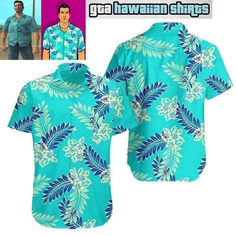 Beach Shirt High Quality Gta Tommy Vercetti Vice City Hawaiian Aloha Shirts Dh