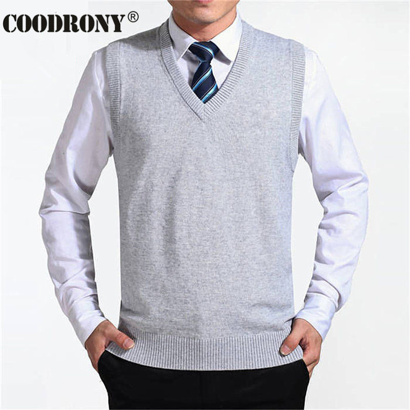 COODRONY 2020 New Arrival Solid Color Sweater Vest Men Cashmere Sweaters Wool Pullover Men Brand V-Neck Sleeveless Jersey Hombre alx